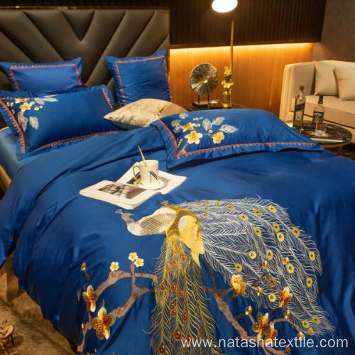 Peacock embroidery luxury bedding sets